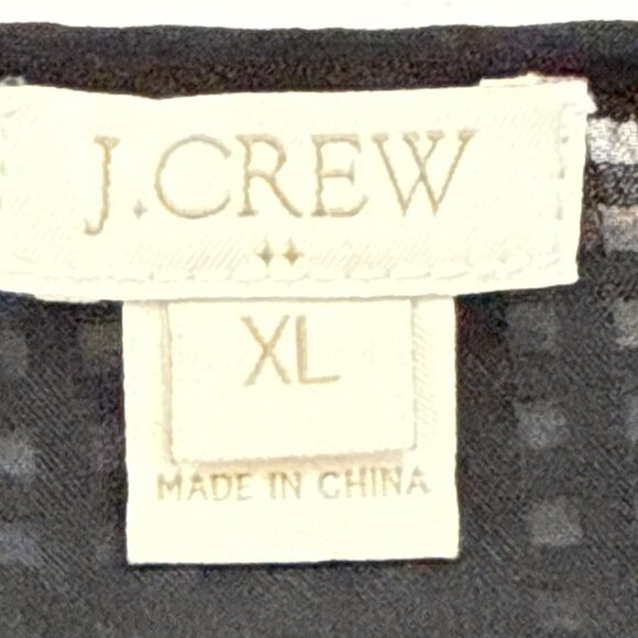 J.Crew Womens Sheer Black Textured Blouse 3/4 Sleeves Round Neck Top Sz XL - Picture 5 of 7